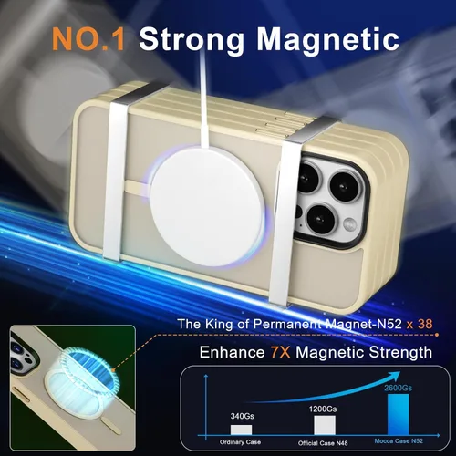 Vista 265 de MOCCA - Funda magnética resistente para iPhone XR de 6.1 pulgadas, compatible con MagSafe, funda con protección contra caídas de grado militar