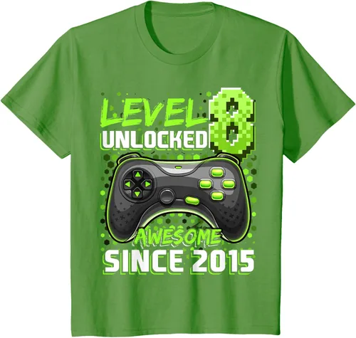 Vista 81 de Level 8 Unlocked Awesome 2015 Video Game 8th Birthday Boy T-Shirt, Negro
