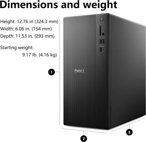 Vista 7 de Dell ECT1250 - Computadora de escritorio torre para multitarea definitiva en el hogar y la oficina, CPU Intel de 4 núcleos de 14ª