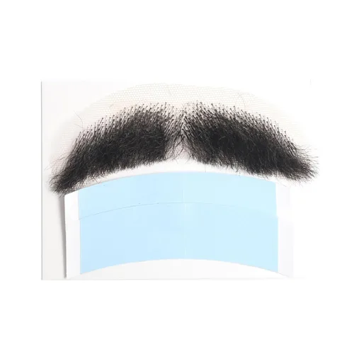 Vista 4 de Barba falsa Adytom Pelo de fibra sintética con encaje a mano, bigote realista para disfraz de adulto, grado teatral, 1 pieza de barbas falsas