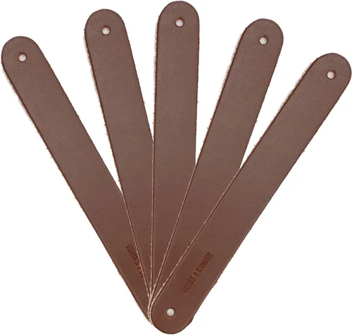 Vista 9 de Hides & Knives Tiradores de cuero para cajones en color negro liso, hechos a mano, seguros para niños, aspecto elegante, longitud flexible