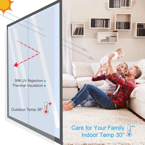 Vista 4 de Película de espejo unidireccional para ventana, autoadhesiva, protección diurna, control de calor, película de vidrio reflectante anti UV, tinte