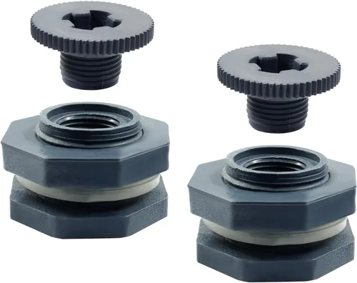 Vista 11 de 2 piezas Accesorio de Mamparo de PVC NPT1, Conector de Tanque de Agua de Plástico de 1 Pulgada Roscado Pasante, Accesorios de Tubería Pasante