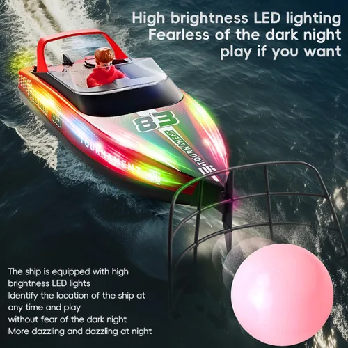 Vista 4 de ANTSIR Barco a control remoto para piscina y lago luces LED de 120 minutos