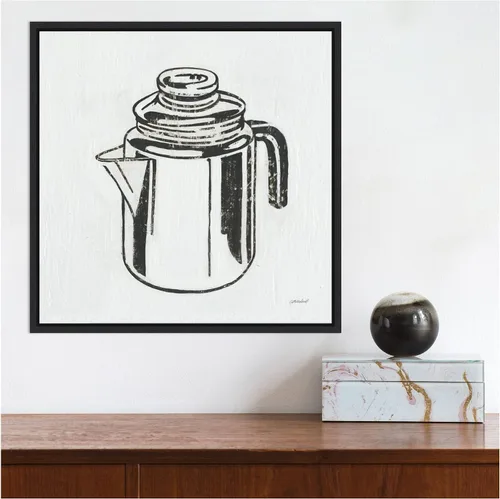Vista 6 de Amanti Art Lienzo enmarcado para pared, 16 x 16 pulgadas, cafetera retro (cocina) por Kathrine Lovell, lienzo enmarcado para pared, obras de arte