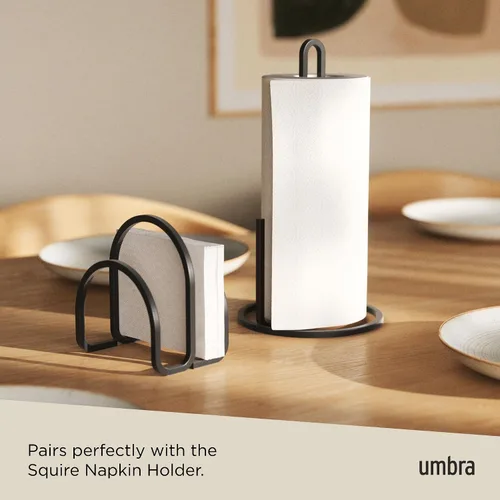 Vista 6 de Umbra Servilletero Squire para cena cuadrada y rectangular, cóctel, servilletas de almuerzo, diseño moderno de metal que parece hierro fundido