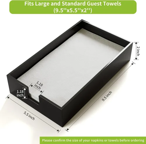 Vista 6 de Servilletero acrílico para toallas de invitados, bandeja de almacenamiento de toallas de mano de papel de baño negro, soporte de toalla de papel
