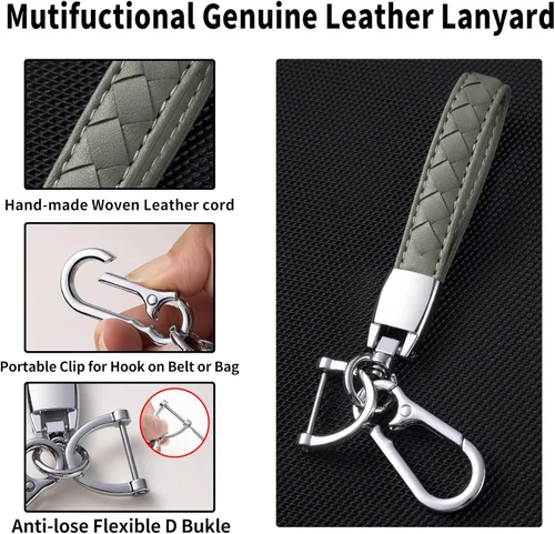 Vista 5 de Compatible con funda para llavero Ford con cordón de cuero, funda protectora para llave de automóvil Ford Explorer Fusion Escape F150 F250 F350 F450
