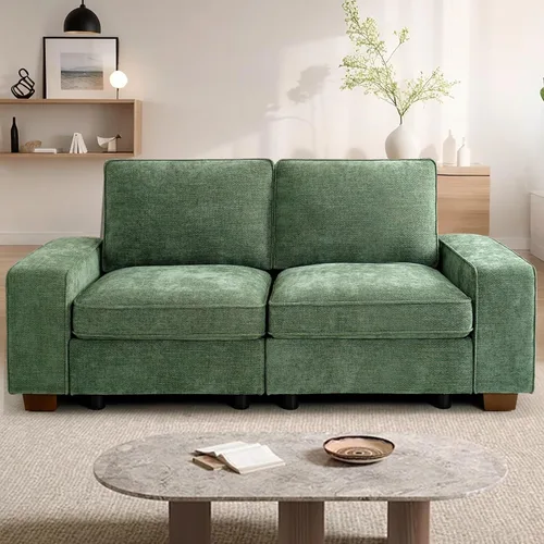 Vista 31 de TEKAMON - Sofá modular de 73" con almacenamiento en el asiento, sofá biplaza moderno de tela de chenilla para sala de estar, oficina, apartamento