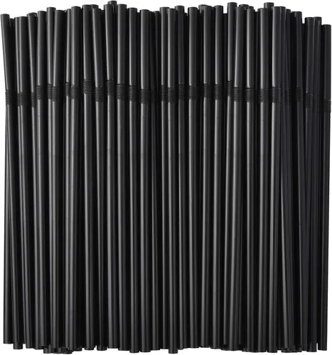 Vista 11 de ALINK Paquete de 100 pajitas flexibles negras para beber, pajitas flexibles de plástico desechables, 7.75 x 0.23 pulgadas