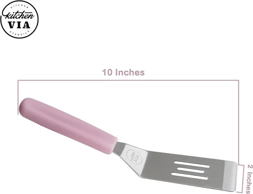 Vista 5 de Espátula para galletas con mango rosa, pequeña, antiadherente y resistente al calor para pasteles, panqueques y pizza perfectos