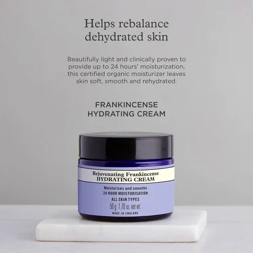 Vista 4 de Neal's Yard Crema hidratante rejuvenecedora de incienso con ácido hialurónico y aceite de jojoba, hidratación 24 horas, suaviza la piel, libre