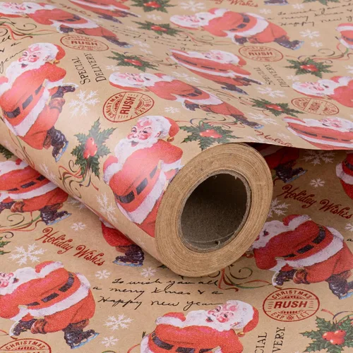 Vista 13 de RUSPEPA - Papel para envolver regalos de Navidad, rollo jumbo de papel kraft - Diseño de piña negra para envolver regalos navideños - 30 pulgadas x