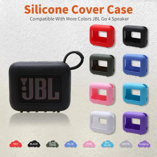 Vista 4 de LTGEM - Funda compatible con altavoces JBL GO 4, silicona suave para altavoces JBL GO 4, color negro