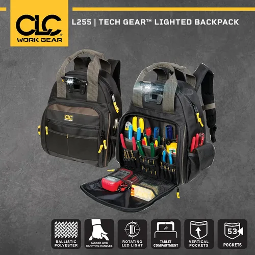 Vista 2 de Custom Leathercraft Mochila con luces y 53 bolsillos tecnológica L255