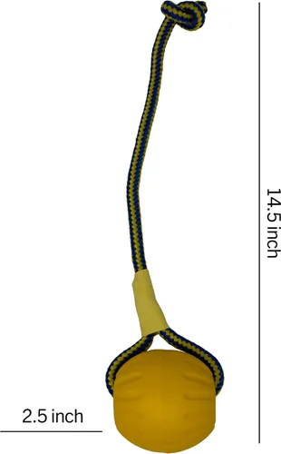 Vista 5 de Juguete de perro StarMark Fantástico Balón de espuma en una cuerda, M, Dorado y amarillo