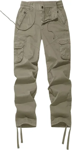 Vista 9 de FOURSTEEDS Pantalones de cintura elástica con cordón de altura media y múltiples bolsillos para mujer para deportes al aire libre, camping y #776