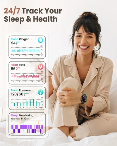 Vista 4 de Relojes inteligentes de 1.83 "para mujeres y hombres, reloj de fitness 5ATM Negro