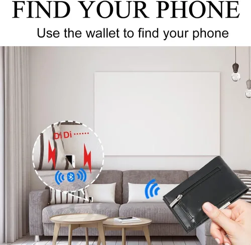 Vista 3 de Cartera rastreable para hombres Air Tag Wallet GPS Tracker & Finder Tarjeta de crédito Hombres (negro)