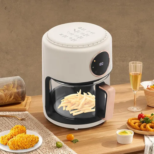 Vista 8 de Freidora aireada de vidrio de 4.2L, freidora aireada visible de 360° con pantalla táctil digital de 110 V, 1200 W, olla asada para restaurantes