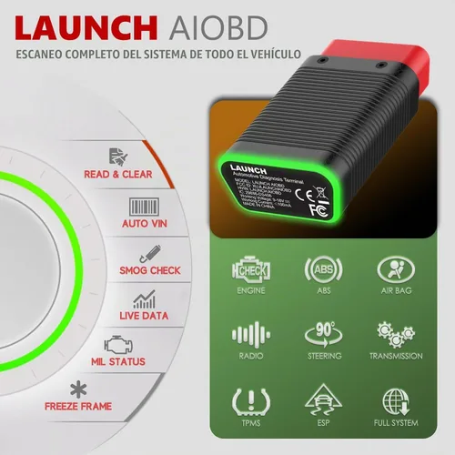 Vista 3 de LAUNCH AIOBD Escáner Bluetooth OBD2 con sistema completo de diagnóstico asistido por IA lector de código OBD-II funciona con iOS/iPhone y Android