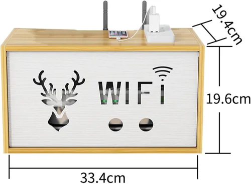 Vista 4 de Estante flotante de pared para enrutador WiFi, gabinete de almacenamiento WiFi, estante de enrutador, viene con 100 bridas negras de 5.906 in