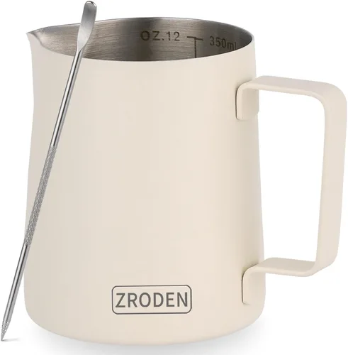 Vista 11 de Jarra de espuma de leche, jarra de vapor de café espresso de 12 onzas, accesorios para máquina de café capuchino de acero inoxidable, herramientas