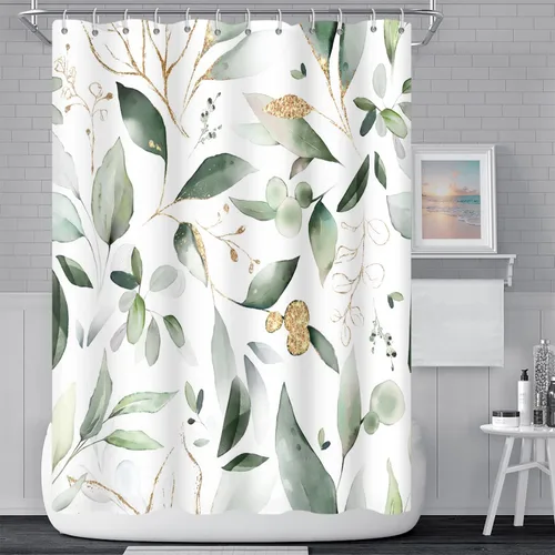 Vista 17 de Cortina de Ducha Floral Bohemia Negra Flores de Mediados de Siglo Botánica Moderna Elegante Estética Cortina de Ducha para Decoración de Baño