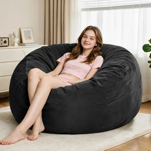 Vista 41 de Sillón puff de 3 pies Sillón estilo puff grande de 3 pulgadas con relleno de espuma viscoelástica, sofá suave con funda de terciopelo holandés
