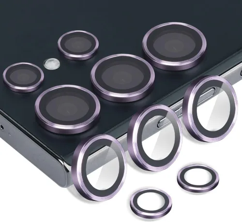 Vista 9 de Protector de lente de cámara para Samsung Galaxy S23 Ultra, anillo de aleación de aluminio, protector de lente de vidrio templado, funda decorativa