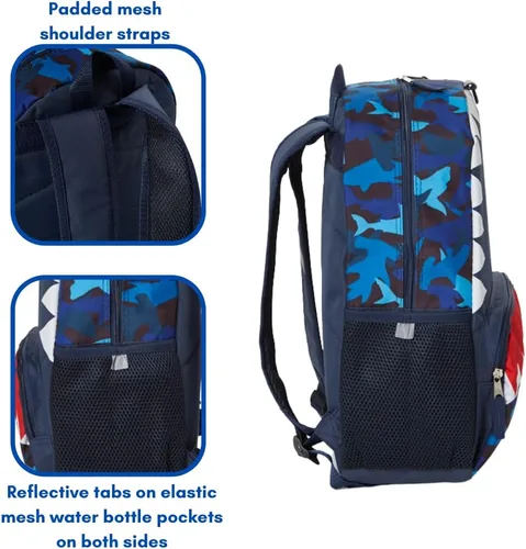 Vista 6 de Mochila con lonchera para niños o niñas, Shark Camo, Portátil
