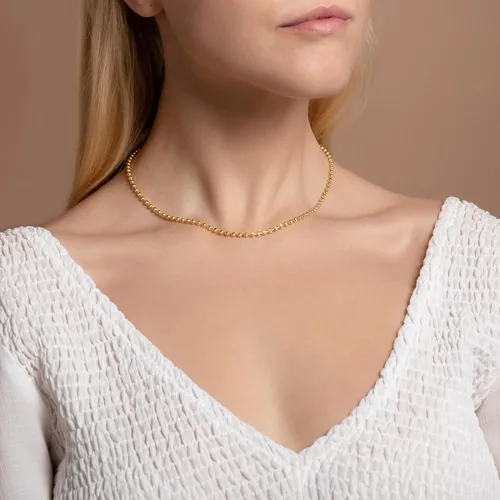 Vista 2 de PORI JEWELERS Collar de cadena de plata de ley 925 de 0.118 in, 0.157 in, 0.197 in, con corte lunar, fabricado en Italia, amarillo, plata