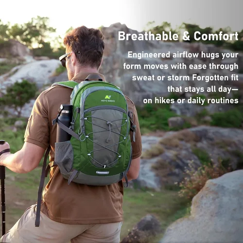 Vista 5 de N NEVO RHINO Mochila de senderismo 20L resistente al agua, mochila de día ligera para viajes, mochila pequeña para hombres y mujeres