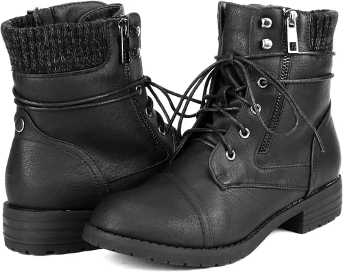 Vista 5 de DREAM PAIRS Women's Lace Up Combat boots Ankle Booties