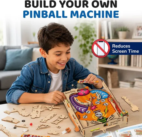 Vista 4 de Smartivity - Máquina de pinball DIY para niños de 8 a 14 años Juego de arcade galardonado globalmente Construye tu propia máquina de pinball