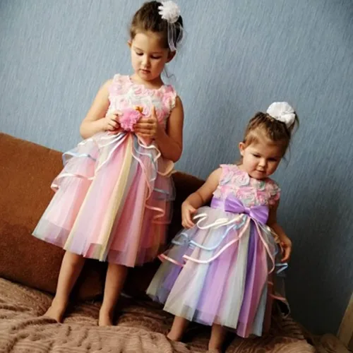 Vista 3 de HNXDYY Vestido de baile formal de princesa con encaje para niña de flores