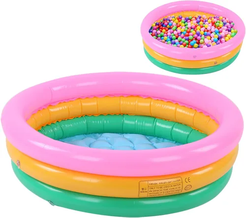 Vista 3 de Piscina inflable para bebés y niños, 3 anillos para niños, piscina de lavabo de PVC, piscina redonda suave para bebés y niños pequeños, para playa