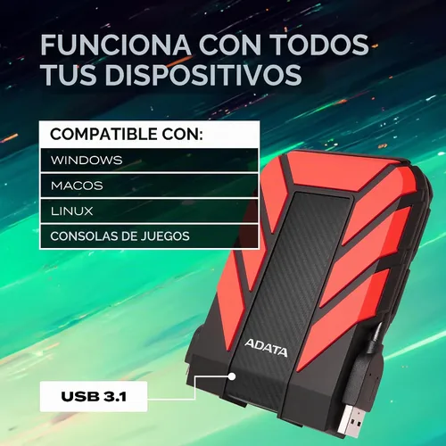Vista 4 de ADATA Disco duro externo HD710 Pro, rojo, 2 TB
