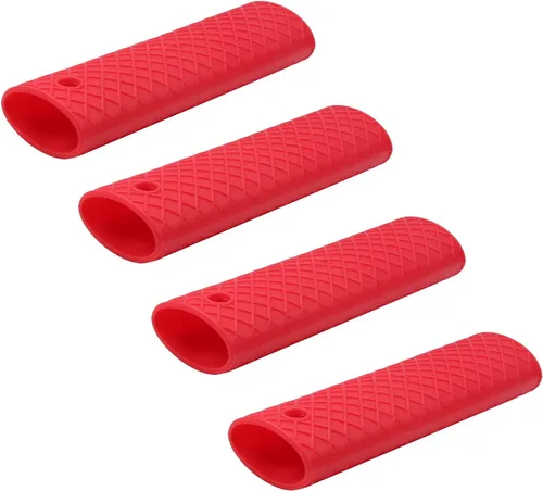 Vista 15 de MroMax Soporte de silicona con asa caliente de 6.1 pulgadas, agarradera antideslizante resistente al calor, para ollas de hierro fundido, woks Negro