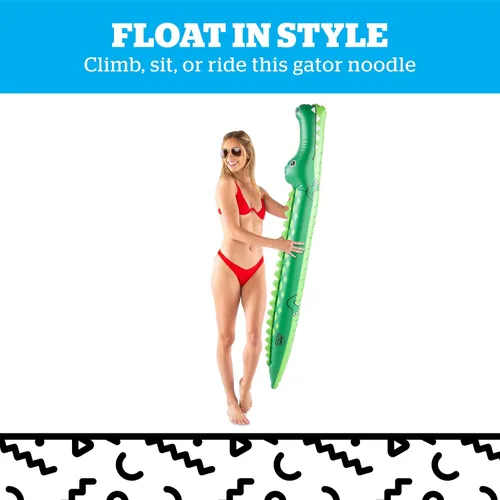 Vista 4 de Fideos inflables de cocodrilo, divertidos flotadores de fideos de piscina para niños y adultos, decoración ridícula de fiesta de piscina