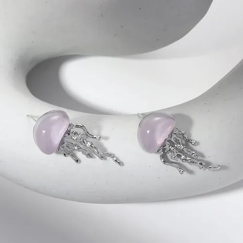 Vista 5 de FABMODE Aretes de medusa con diseño de animales del océano, joyería de ópalo oceánico, accesorios temáticos de playa hawaiana, regalos novedosos