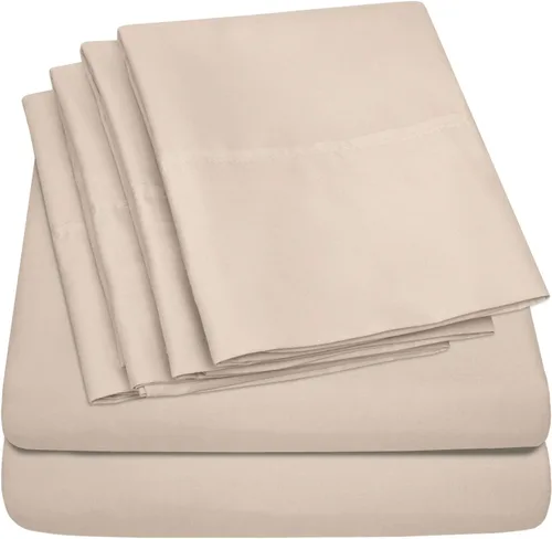Vista 22 de Juego de sábanas de 4 piezas para camas individuales de 1500 hilos de microfibra de cepillado fino con bolsillo profundo - 1 funda de almohada