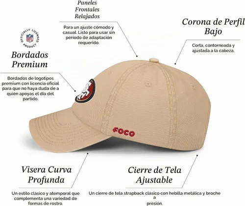 Vista 3 de FOCO NFL Mens NFL Team Logo Khaki Casual Hat Caps