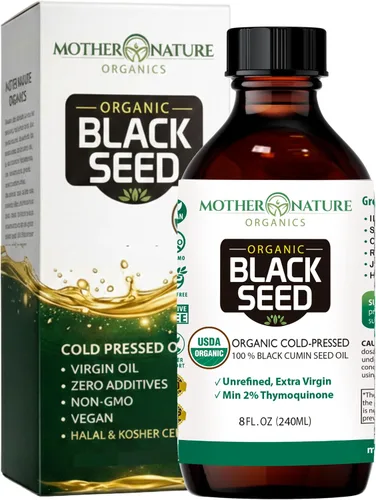Vista 11 de Mother Nature Aceite orgánico de semillas negras USDA – prensado en frío, sin refinar y vegano, Nigella sativa alta en timoquinona (2%+), Omega 3 6