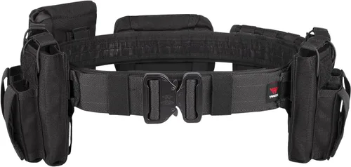 Vista 3 de BOMTURN Cinturón de batalla táctico con accesorios: cinturones de servicio policial combate Airsoft cinturón de policía con bolsas 7 piezas