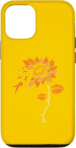 Vista 26 de iPhone 16 Leukemia Blood Cancer Awareness Orange Ribbon Sunflower Case