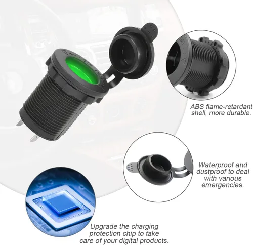 Vista 2 de Enchufe para encendedor de cigarrillos de automóvil de 12 V/24 V, impermeable, a prueba de polvo, toma de corriente, accesorios interiores