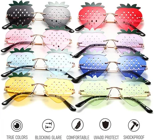 Vista 6 de BAWUYI Lindas gafas de sol en forma de fresa para mujeres, hombres, niñas, niños, accesorios de fiesta de graduación, Halloween, Navidad, disfraces