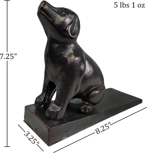 Vista 2 de Lulu Decor, Tope de puerta de perro de hierro fundido, topes de puerta de peso 5 libras (negro)