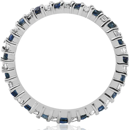 Vista 2 de Anillo de eternidad apilable con diamantes de zafiro azul de 12 quilates, oro blanco de 14 quilates